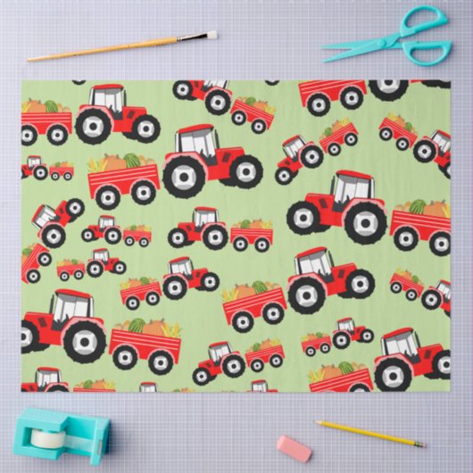 Red Tractor Truck Boerderij Produce Tissuepapier (Craft)