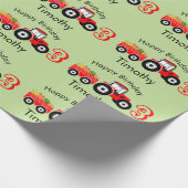 Red Tractor Truck Boerderij Productienaam & leefti Cadeaupapier (Hoek)