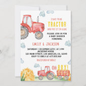 Red Tractor Verjaardagsfeestje Baby shower Uitnodi Kaart (Voorkant)