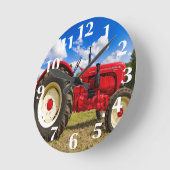 Red Tractor Wall Clock Ronde Klok (Hoek)