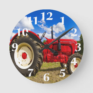 Red Tractor Wall Clock Ronde Klok
