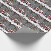 Red Tractor With Christmas Wreath Cadeaupapier (Hoek)