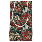 Red Traditional Christmas Floral and Pinecone  Klein Cadeauzakje (Voorkant)