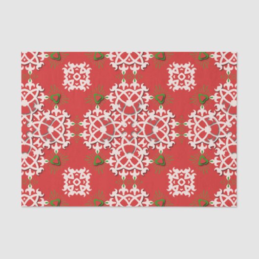 Red  Traditional Folklore Kerstmis Tissuepapier (Voorkant)
