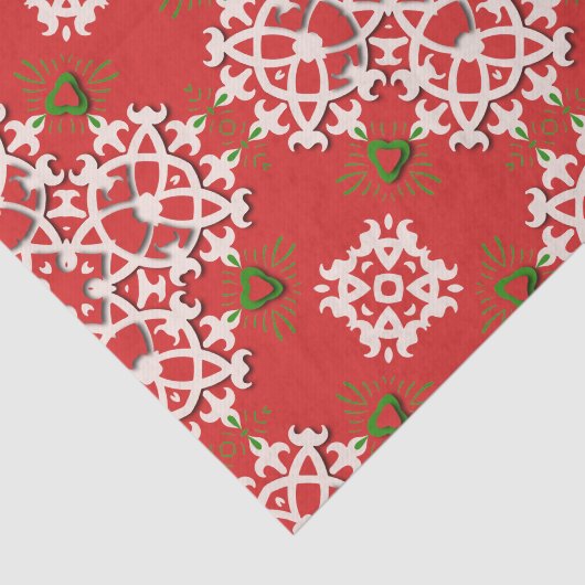 Red  Traditional Folklore Kerstmis Tissuepapier (Detail)