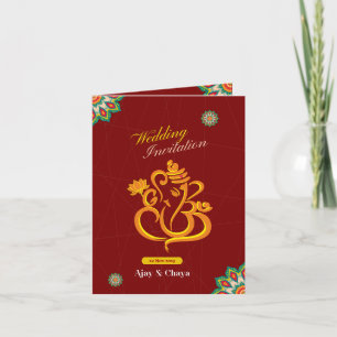 Red Traditional Indian Wedding Invitation Kaart