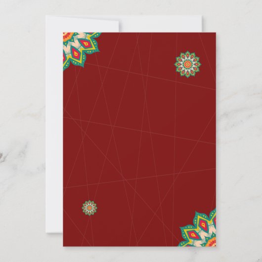 Red Traditional Indian Wedding Invitation Kaart (Achterkant)