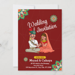 Red Traditional Indian Wedding Invitation Kaart
