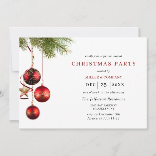 Red Traditional Merry Kerstfeestdag Kaart (Voorkant)