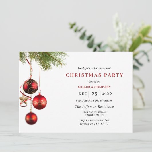 Red Traditional Merry Kerstfeestdag Kaart (Staand voorkant)