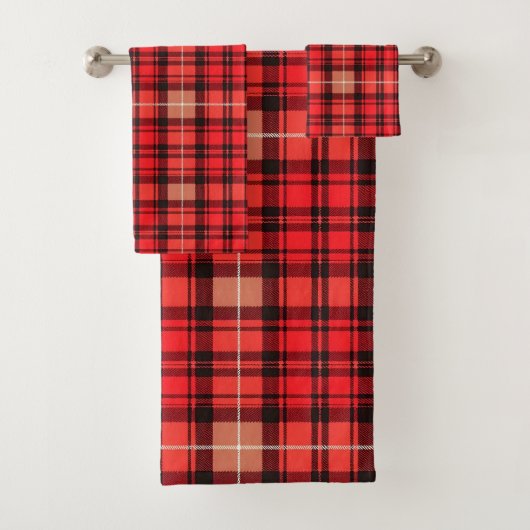 Red Traditional Plaid Tartan Trendy Collectie Bad Handdoek (Insitu)