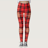 Red Traditional Plaid Tartan Trendy Collectie Leggings (Voorkant)