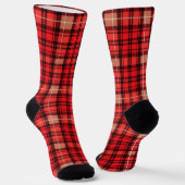 Red Traditional Plaid Tartan Trendy Collectie Sokken (Gebogen)