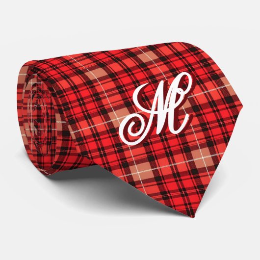 Red Traditional Plaid Tartan Trendy Collectie Stropdas (Opgerold)