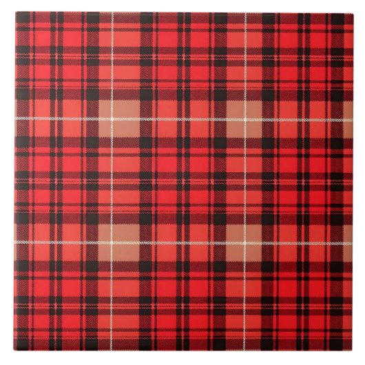 Red Traditional Plaid Tartan Trendy Collectie Tegeltje (Voorkant)