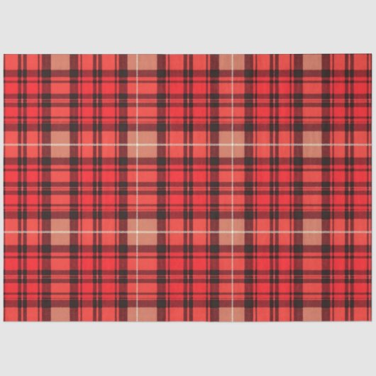 Red Traditional Plaid Tartan Trendy Collectie Tissuepapier (Voorkant)