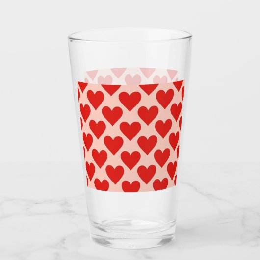 Red, traditional Valentine's day heart Glas (Voorkant)