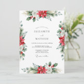Red Traditional Winter Wedding Kaart (Staand voorkant)