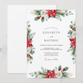 Red Traditional Winter Wedding Kaart (Voorkant / Achterkant)