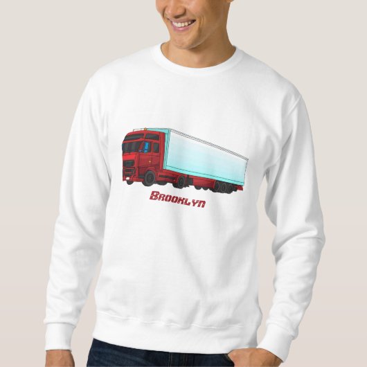 Red trailer truck illustration trui (Voorkant)
