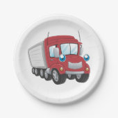 Red Trailer Truck Paper Plates Papieren Bordje (Voorkant)