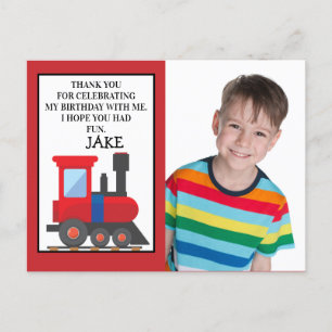 Red Train Birthday Foto bedankt Briefkaart