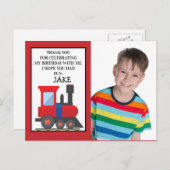 Red Train Birthday Foto bedankt Briefkaart (Voorkant / Achterkant)
