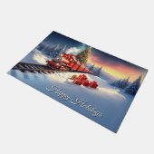 Red Train Christmas Tree Holiday Doormat Deurmat (Schuin)