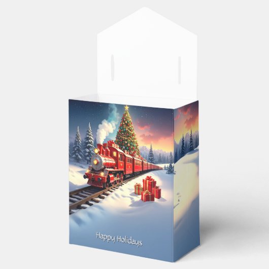 Red Train Christmas Tree Holiday Gift Box Bedankdoosjes (Geopend)