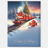 Red Train Christmas Tree Holiday Magnet (Voorkant)