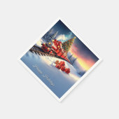 Red Train Christmas Tree Holiday Napkin Servet (Hoek)