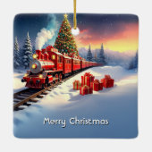 Red Train Christmas Tree Holiday Ornament (Achterkant)