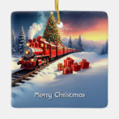 Red Train Christmas Tree Holiday Ornament (Voorkant)