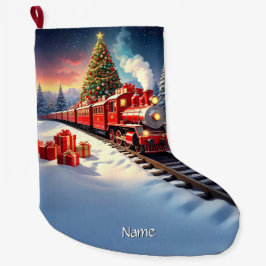 Red Train Christmas Tree Holiday Stocking Grote Kerstsok
