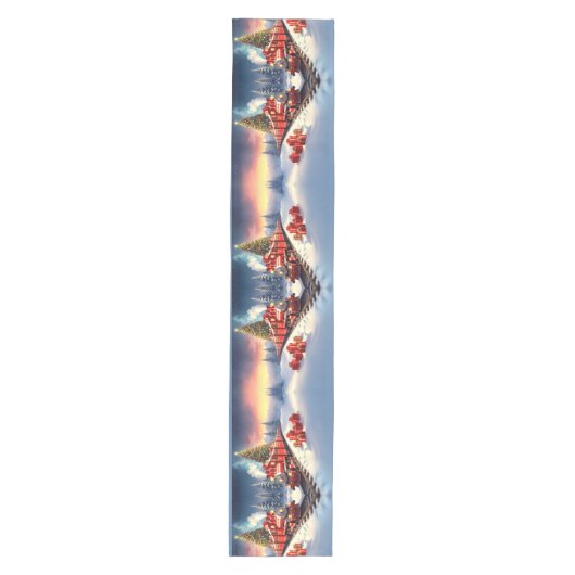 Red Train Christmas Tree Holiday Table Runner Medium Tafelloper (Voorkant)