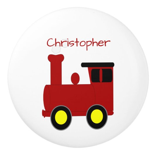 Red Train Design Personalised Keramische Knop (Voorkant)