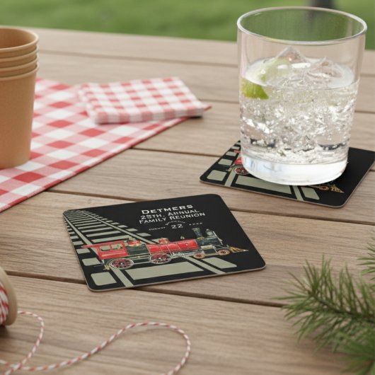 Red Train Familie Reünie Kartonnen Onderzetters