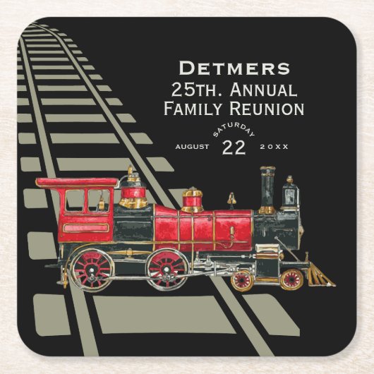 Red Train Familie Reünie Kartonnen Onderzetters (Voorkant)