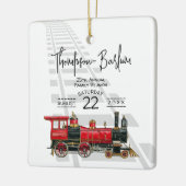 Red Train Familie Reünie Keramisch Ornament (Links)