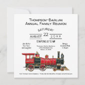 Red Train Familie Reünie uitnodiging (Voorkant)