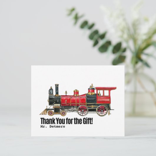 Red Train Flat Dank u Briefkaart (Staand voorkant)