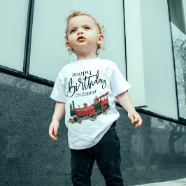 Red Train Happy Birthday "Jouw naam" Kinder Shirts