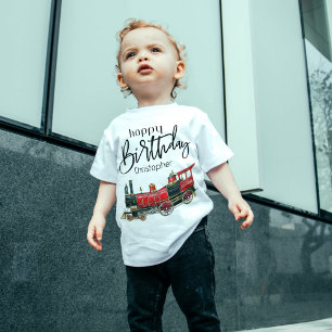 Red Train Happy Birthday "Jouw naam" Kinder Shirts