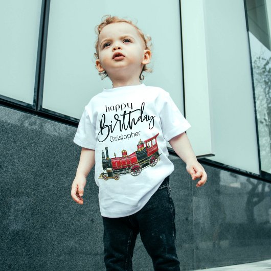 Red Train Happy Birthday "Jouw naam" Kinder Shirts