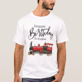 Red Train Happy Birthday "Jouw naam" T-shirt (Voorkant)