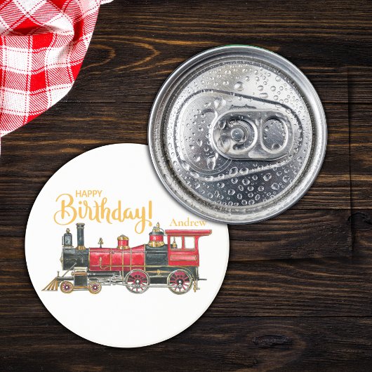 Red Train Happy Birthday Sandstone Onderzetter