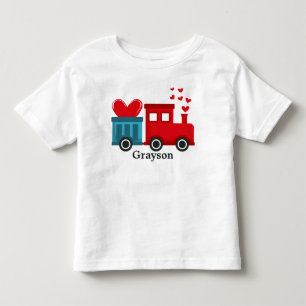 Red Train Hearts Love Valentijnsdag Kinder naam Kinder Shirts