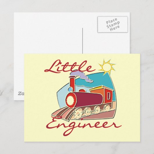 Red Train Little Engineer Tshirts en Gifts Briefkaart (Voorkant / Achterkant)