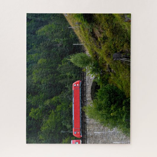 red train on German trestle Legpuzzel (Verticaal)