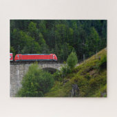 red train on German trestle Legpuzzel (Horizontaal)